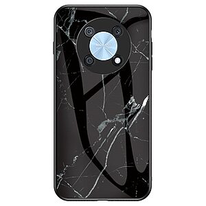 Θήκη Huawei Nova Y90 OEM σχέδιο Marble με Πλάτη Tempered Glass TPU μαύρο