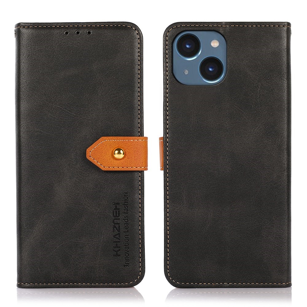 Θήκη iPhone 14 KHAZNEH Leather Wallet Golden Clasp με βάση στήριξης