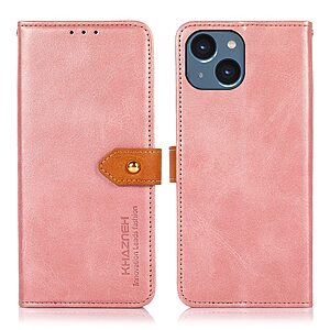 Θήκη iPhone 14 KHAZNEH Leather Wallet Golden Clasp με βάση στήριξης