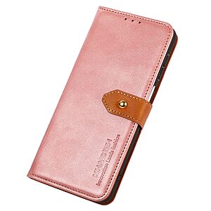 Θήκη iPhone 14 KHAZNEH Leather Wallet Golden Clasp με βάση στήριξης, υποδοχές καρτών και μαγνητικό κούμπωμα ροζ χρυσό - Image 5