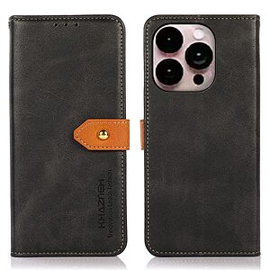 Θήκη iPhone 14 Pro Max KHAZNEH Leather Wallet Golden Clasp με βάση στήριξης