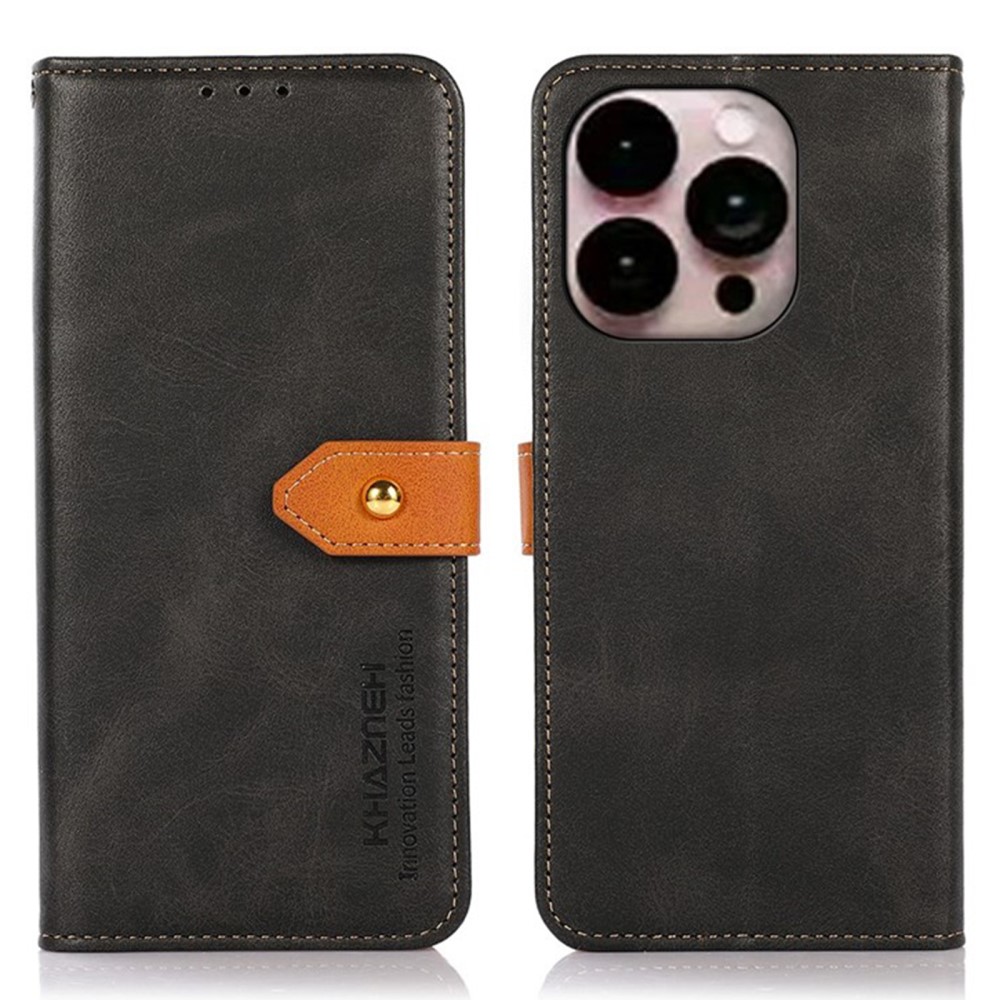 Θήκη iPhone 14 Pro Max KHAZNEH Leather Wallet Golden Clasp με βάση στήριξης