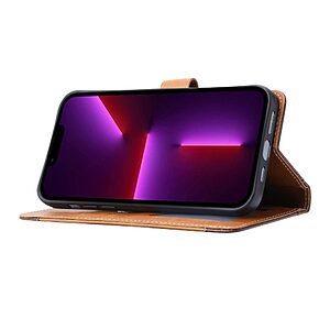 Θήκη iPhone 14 Mad Mask Leather Wallet Business Golden Clasp με βάση στήριξης, υποδοχές καρτών και μαγνητικό κούμπωμα καφέ - Image 3