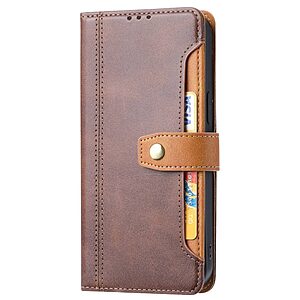 Θήκη iPhone 14 Mad Mask Leather Wallet Business Golden Clasp με βάση στήριξης, υποδοχές καρτών και μαγνητικό κούμπωμα καφέ - Image 4