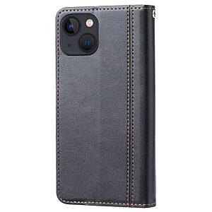 Θήκη iPhone 14 Mad Mask Leather Wallet Business Golden Clasp με βάση στήριξης, υποδοχές καρτών και μαγνητικό κούμπωμα μαύρο - Image 5