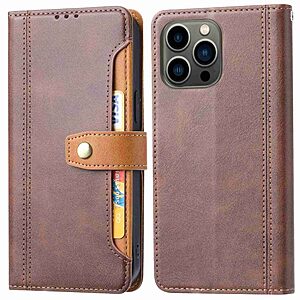 Θήκη iPhone 14 Pro Mad Mask Leather Wallet Business Golden Clasp με βάση στήριξης