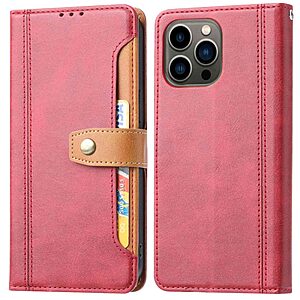 Θήκη iPhone 14 Pro Mad Mask Leather Wallet Business Golden Clasp με βάση στήριξης