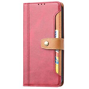 Θήκη iPhone 14 Pro Mad Mask Leather Wallet Business Golden Clasp με βάση στήριξης, υποδοχές καρτών και μαγνητικό κούμπωμα κόκκινο - Image 4