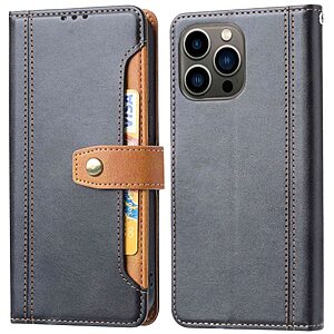 Θήκη iPhone 14 Pro Mad Mask Leather Wallet Business Golden Clasp με βάση στήριξης