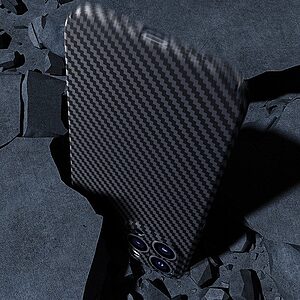 Θήκη iPhone 14 Pro Mad Mask με υφή Carbon Fiber Ultra Slim με πλάτη αντικραδασμική από σκληρό πλαστικό γαλάζιο - Image 4