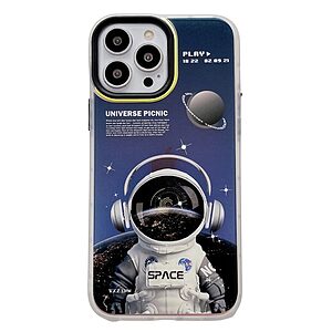 Θήκη iPhone 14 Pro Mad Mask σχέδιο Astronaut Spaceman με προστατευτικό περίβλημα κάμερας και Πλάτη από σκληρό πλαστικό μαύρο