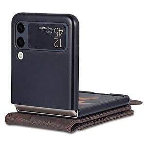 υποδοχές καρτών και μαγνητικό κούμπωμα Flip Wallet από συνθετικό δέρμα και σκληρό πλαστικό καφέ