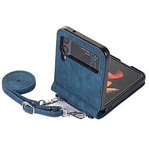 υποδοχές καρτών Flip Wallet από συνθετικό δέρμα και σκληρό πλαστικό μπλε