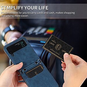 Θήκη Samsung Galaxy Z Flip4 5G Mad Mask Leather Wallet Case με κορδόνι για το λαιμό, υποδοχές καρτών Flip Wallet από συνθετικό δέρμα και σκληρό πλαστικό μπλε - Image 3