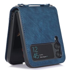 Θήκη Samsung Galaxy Z Flip4 5G Mad Mask Leather Wallet Case με κορδόνι για το λαιμό, υποδοχές καρτών Flip Wallet από συνθετικό δέρμα και σκληρό πλαστικό μπλε - Image 5