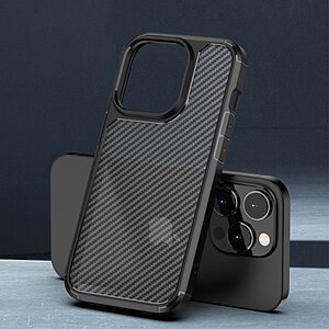 Θήκη iPhone 14 Pro MOCOLO K14 Series Matte Hybrid αντικραδασμική από υφή Carbon Fiber Πλάτη TPU μαύρο - Image 3