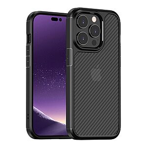 Θήκη iPhone 14 Pro MOCOLO K14 Series Matte Hybrid αντικραδασμική από υφή Carbon Fiber Πλάτη TPU μαύρο