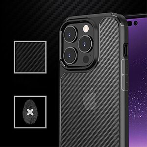 Θήκη iPhone 14 Pro MOCOLO K14 Series Matte Hybrid αντικραδασμική από υφή Carbon Fiber Πλάτη TPU μαύρο - Image 4