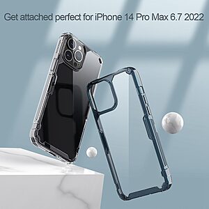 Θήκη iPhone 14 Pro Max NiLLkin Nature Pro Series Silicone Sockproof Transparent Πλάτη TPU μπλε - Image 3