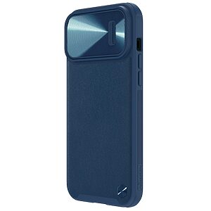 Θήκη iPhone 14 Pro Max NiLLkin Camshield Leather Series Πλάτη με προστασία για την κάμερα από σκλήρό Premium TPU μπλε - Image 3