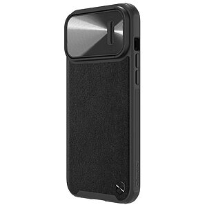 Θήκη iPhone 14 Pro NiLLkin Camshield Leather Series Πλάτη με προστασία για την κάμερα από σκλήρό Premium TPU μαύρο - Image 3