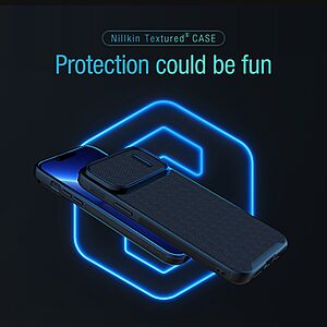 Θήκη iPhone 14 Pro NiLLkin Camshield Fiber Texture Series Πλάτη με προστασία για την κάμερα από σκλήρό Premium TPU μπλε - Image 4