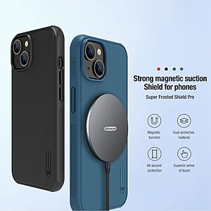 Θήκη iPhone 14 NiLLkin Super Frosted Shield Pro MagSafe Series Πλάτη από Premium σκληρό TPU μαύρο - Image 4