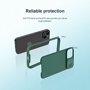Θήκη iPhone 14 NiLLkin Camshield Pro Series Πλάτη με προστασία για την κάμερα από σκλήρό Premium TPU μπλε - Image 4