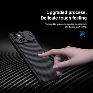 Θήκη iPhone 14 NiLLkin Camshield Pro Series Πλάτη με προστασία για την κάμερα από σκλήρό Premium TPU μπλε - Image 5