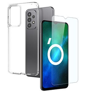 Θήκη Samsung Galaxy A23 / A23 5G NORTHJO Silicone Sockproof Anti-Slip και προστασία οθόνης Tempered Glass Transparent Πλάτη TPU