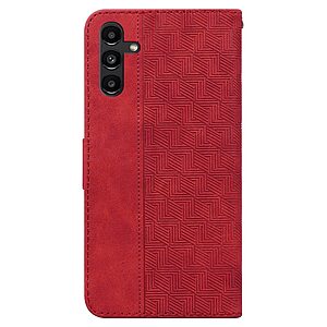 Θήκη Samsung Galaxy A13 5G / A04s Mad Mask Leather Wallet Case Geometry Style με βάση στήριξης, υποδοχές καρτών και μαγνητικό κούμπωμα Flip Wallet από συνθετικό δέρμα κόκκινο - Image 3