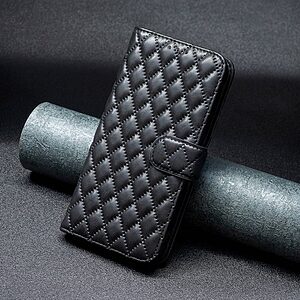 Θήκη Samsung Galaxy A13 5G / A13 BINFEN COLOR Rhombus Pattern Series με βάση στήριξης, υποδοχές καρτών και μαγνητικό κούμπωμα μαύρο - Image 4