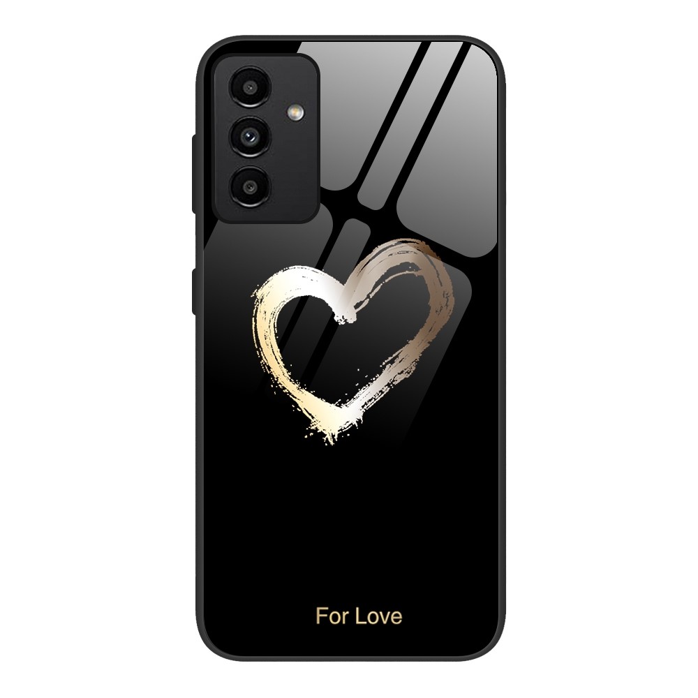Θήκη Samsung Galaxy A13 5G / A13 / M13 5G OEM σχέδιο Black Heart με πλάτη από Tempered Glass και εσωτερικό TPU
