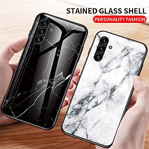 Θήκη Samsung Galaxy A13 5G / A04s OEM σχέδιο Marble με Πλάτη Tempered Glass TPU λευκό - Image 4