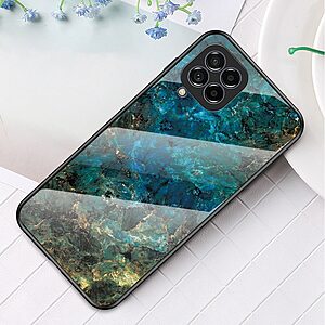 Θήκη Samsung Galaxy M33 5G OEM σχέδιο Marble με Πλάτη Tempered Glass TPU σμαραγδί - Image 2
