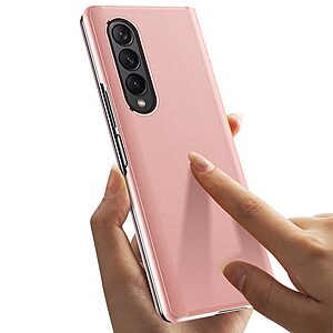 Θήκη Samsung Galaxy Z Fold4 5G OEM Mirror Surface View Stand Case Cover Flip Window μωβ - Image 4