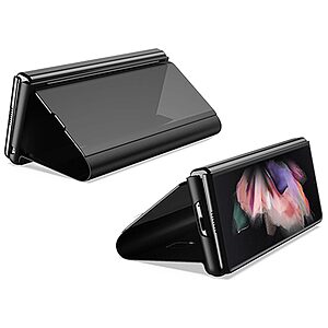 Θήκη Samsung Galaxy Z Fold4 5G OEM Mirror Surface View Stand Case Cover Flip Window ροζ χρυσό - Image 3