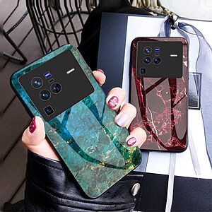Θήκη Vivo X80 Pro 5G OEM σχέδιο Marble με Πλάτη Tempered Glass TPU λευκό - Image 5
