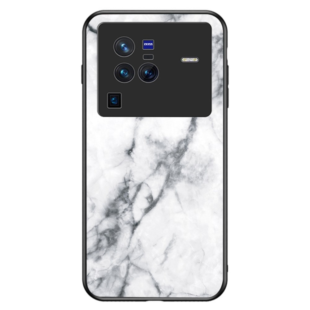 Θήκη Vivo X80 Pro 5G OEM σχέδιο Marble με Πλάτη Tempered Glass TPU λευκό