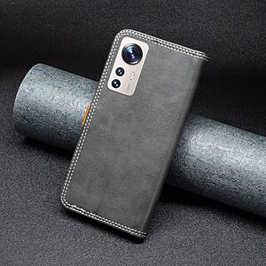 Θήκη Xiaomi 12 Lite 5G BINFEN COLOR Leather Wallet Double Stitching Lines με βάση στήριξης, υποδοχές καρτών και μαγνητικό κούμπωμα μαύρο - Image 5