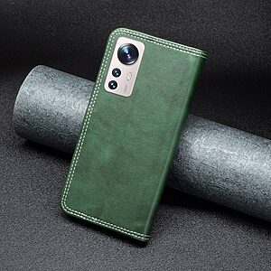 Θήκη Xiaomi 12 Lite 5G BINFEN COLOR Leather Wallet Double Stitching Lines με βάση στήριξης, υποδοχές καρτών και μαγνητικό κούμπωμα πράσινο - Image 5