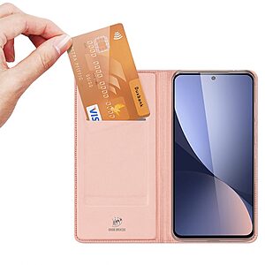 υποδοχή καρτών και μαγνητικό κούμπωμα Flip Wallet από συνθετικό δέρμα και TPU ροζ χρυσό
