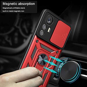 Θήκη Xiaomi 12 Lite 5G Mad Mask Camshield Armor Guard Πλάτη με προστασία για την κάμερα, Kickstand και Βάση στήριξης από σκλήρό Premium TPU κόκκινο - Image 5