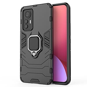 Θήκη Xiaomi 12 Lite 5G Mad Mask Πλάτη Thin Armor με Μαγνητικό δαχτυλίδι και Βάση στήριξης TPU μαύρο