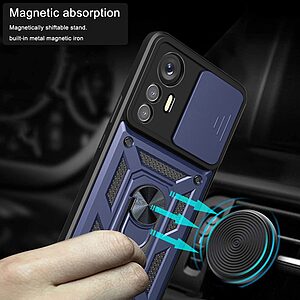 Θήκη Xiaomi 12 Lite 5G Mad Mask Camshield Armor Guard Πλάτη με προστασία για την κάμερα, Kickstand και Βάση στήριξης από σκλήρό Premium TPU μπλε - Image 5