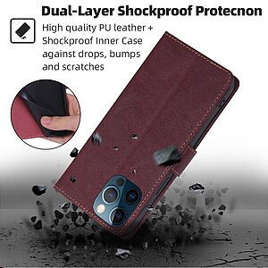 Θήκη Xiaomi Poco C40 Mad Mask RFID Blocking Προστασία Ασύρματης Ανάγνωσης Καρτών Leather με βάση στήριξης, υποδοχές καρτών και μαγνητικό κούμπωμα κόκκινο - Image 4