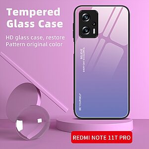 Θήκη Xiaomi Poco X4 GT 5G OEM Gradient Color Laser Carving Tempered Glass Πλάτη TPU μωβ - Image 3