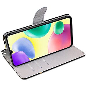 Θήκη Xiaomi Redmi 10A OEM Gold Butterflies με βάση στήριξης, υποδοχές καρτών και μαγνητικό κούμπωμα Flip Wallet από συνθετικό δέρμα και TPU - Image 3