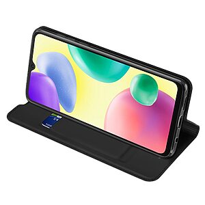 υποδοχή καρτών και μαγνητικό κούμπωμα Flip Wallet από συνθετικό δέρμα και TPU μαύρο