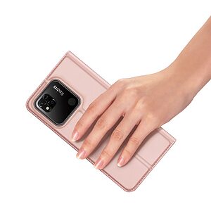 Θήκη Xiaomi Redmi 10A DUX DUCIS Skin Pro Series με βάση στήριξης, υποδοχή καρτών και μαγνητικό κούμπωμα Flip Wallet από συνθετικό δέρμα και TPU ροζ χρυσό - Image 5